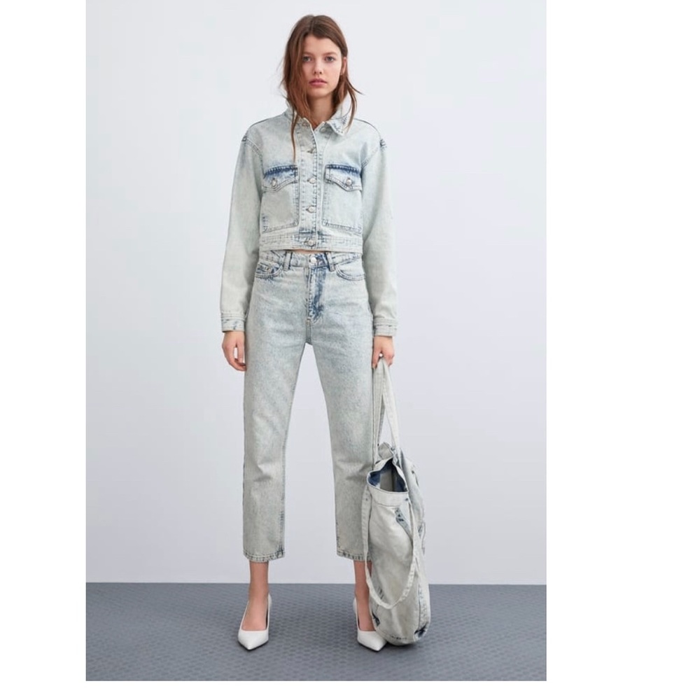 Zara WASHED EFFECT JACKET Light blue XS